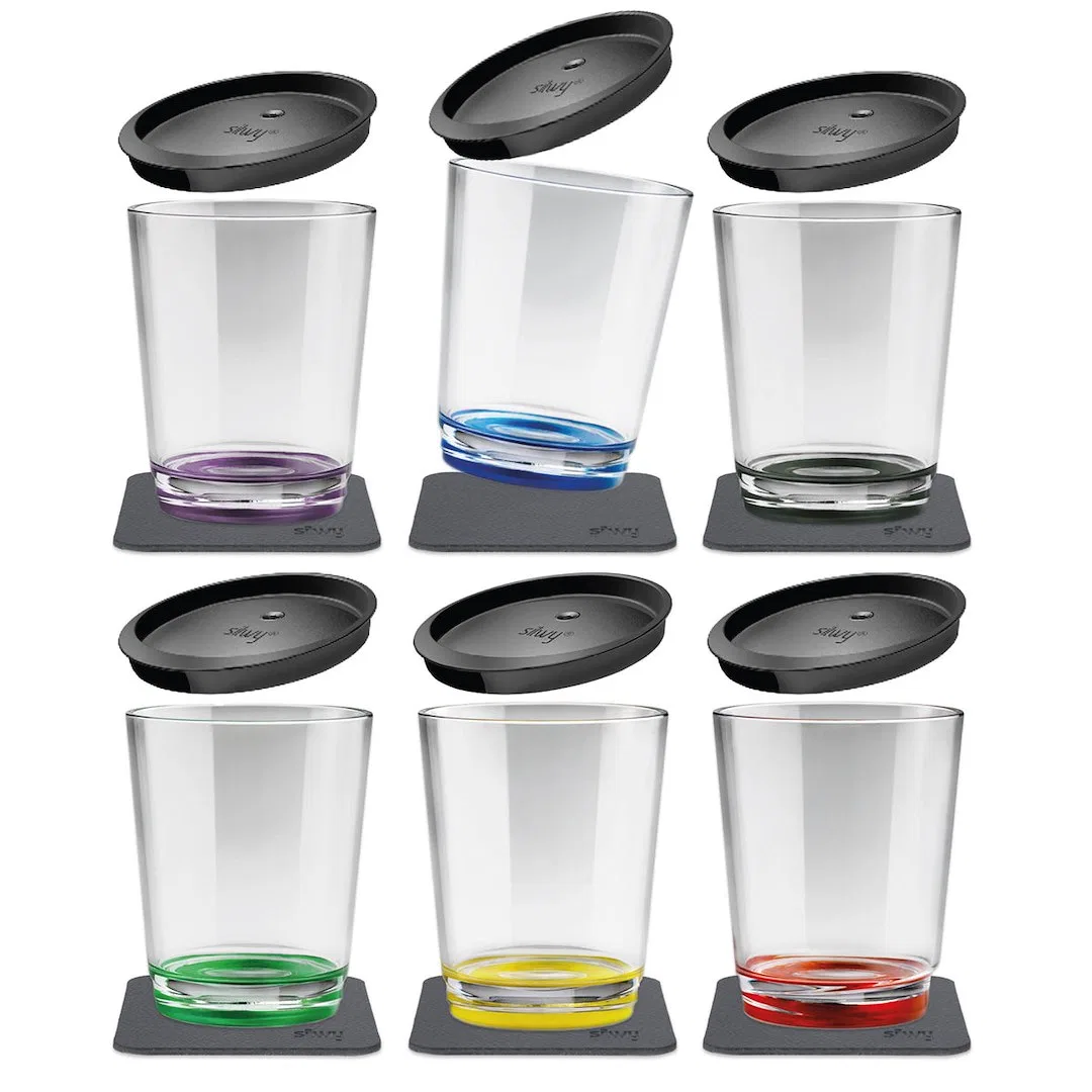 S025-0700-6-D – SILWY MAGNET Drinking Glass, Magnetic Glass Multi Color Plastic 8.5 Ounce BPA Free Set Of 6 Integrate...